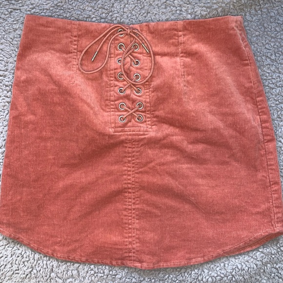SOLD...Coral Corduroy Skirt - Picture 2 of 3